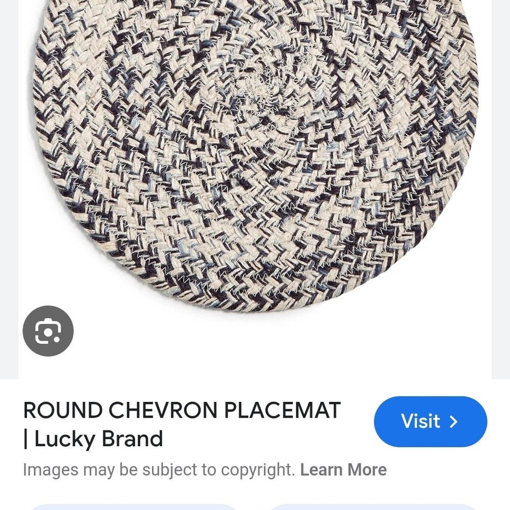 7 Lucky Brand Woven Chevron Placemat - Black and Cream
